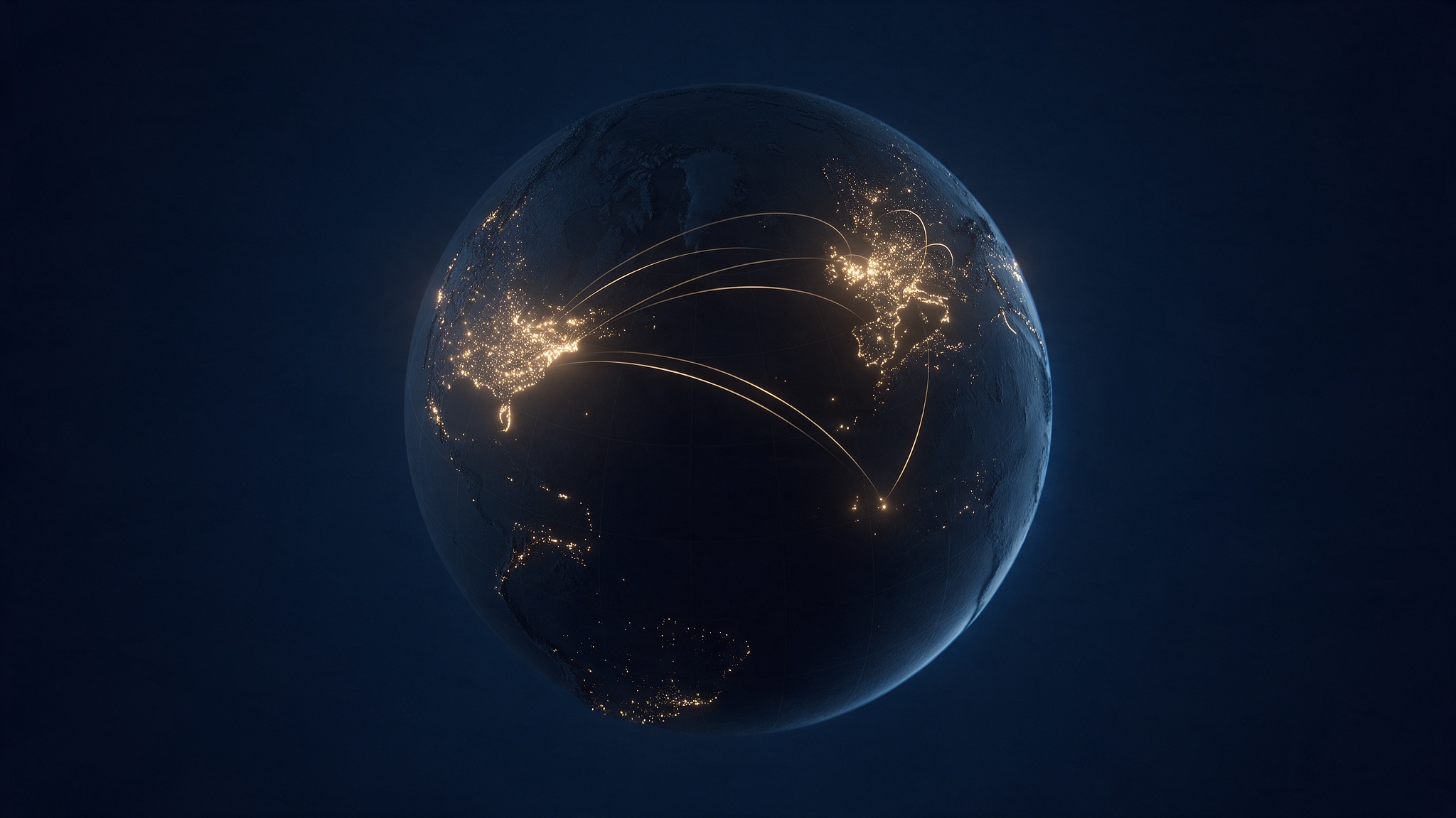 Stylized globe with glowing pins over the pilot's five regions